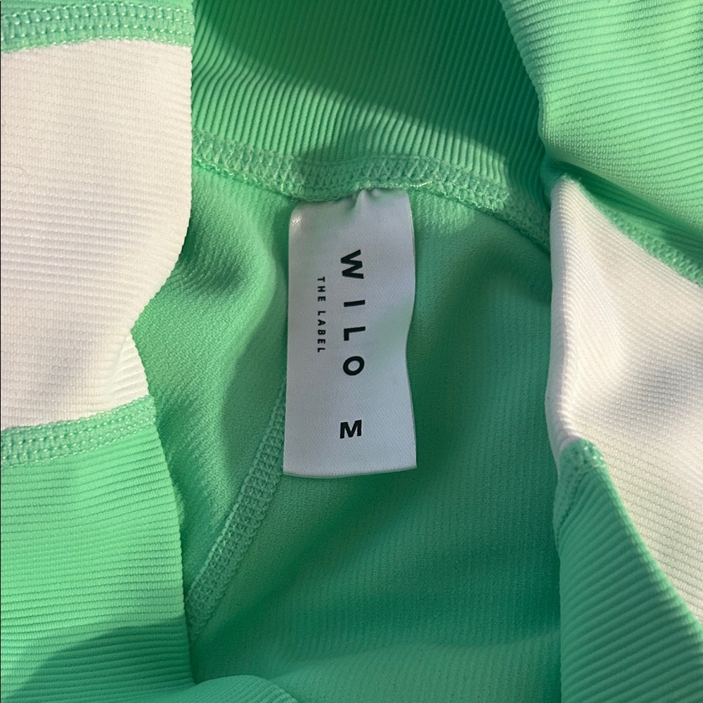 Vibrant Green and White Women's Athletic Shorts - Picture 3 of 3